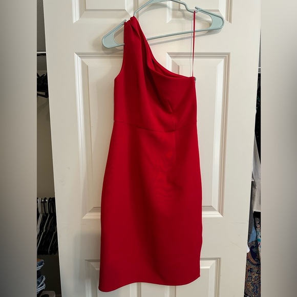 Express Vibrant Red One-Shoulder Dress - Picture 1 of 4